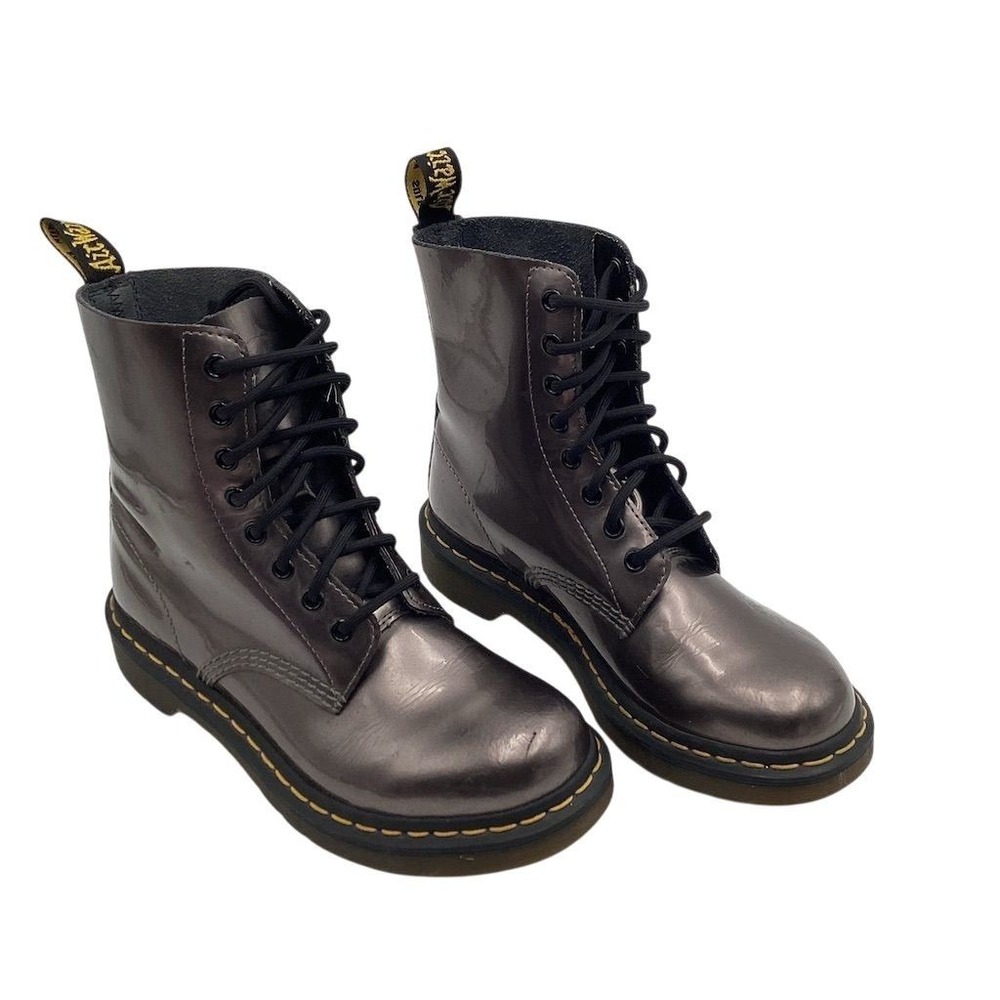 Dr. Martens Pascal‎ Metallic Pewter Combat Boots Women's Size 5 US